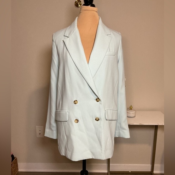 Zara Jackets & Blazers - Zara Women's Double-Breasted Light Blue Coat